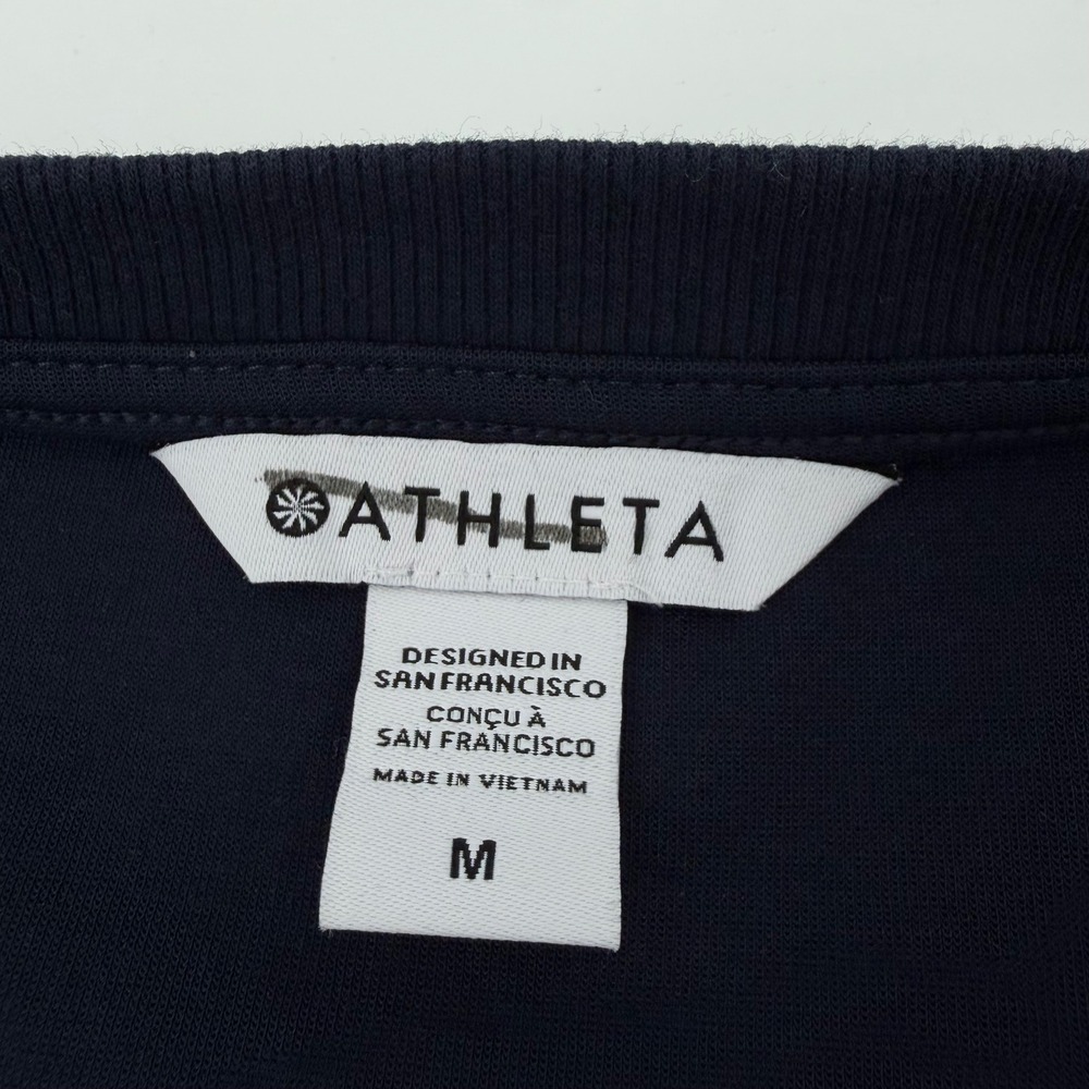 Athleta Mixed Media Long Sleeve Top Navy Black Athleisure Sweatshirt Women M - Picture 4 of 9